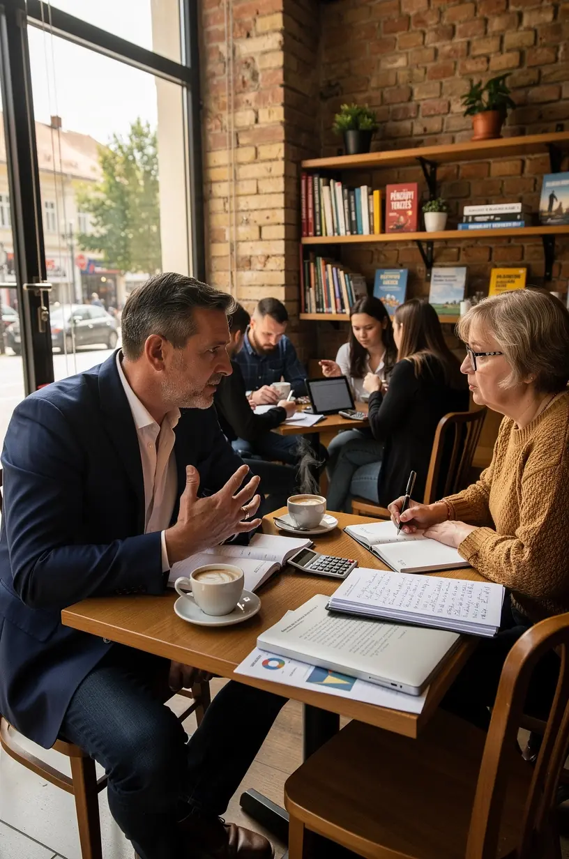 Oktató anyagok és jegyzetfüzetek elrendezve egy tanulósarokban, elősegítve a pénzügyi tanulást.