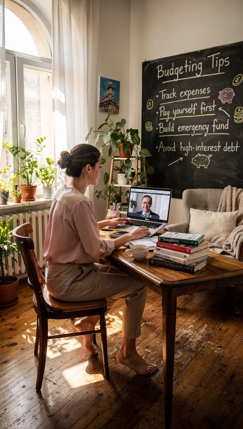 Személyes pénzügyi tanácsadás szeminárium egy modern irodában, ahol a résztvevők jegyzetelnek.