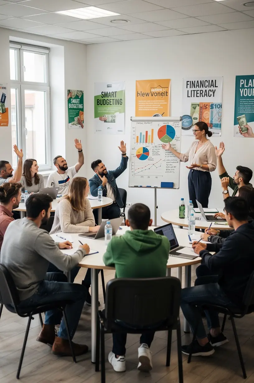 Könyvek sorozata a pénzügyi alapokról és befektetési stratégiákról, rendezett könyvespolcon.